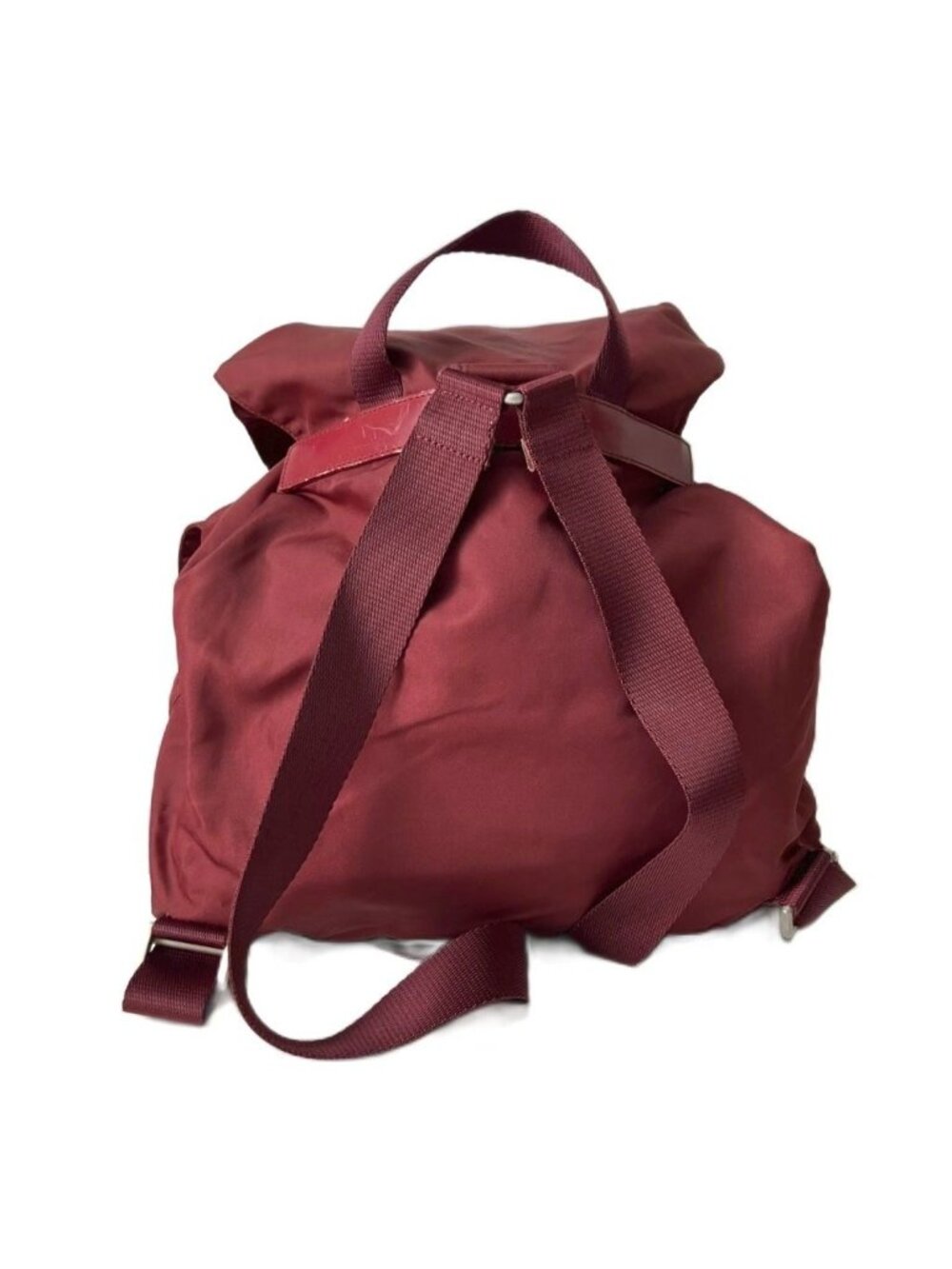 Prada Backpack Sac Nylon Triangle Plate Red - Picture 2 of 9